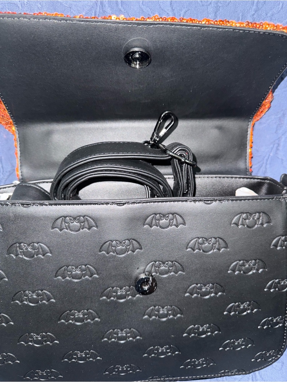 LOUNGEFLY Disney Kids Sequin Ear Bag and Wallet Set - Orange & Black - Picture 4 of 8